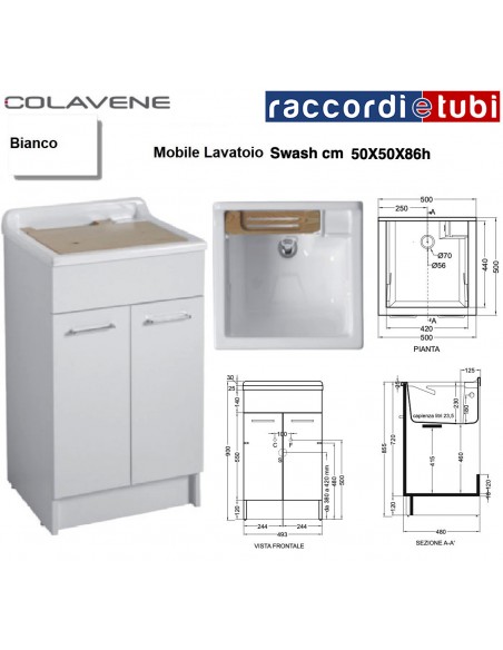 MOBILE WASCHBECKEN Weiß 50X50X86H WASH 24170B COLAVENE
