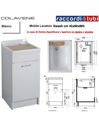 MOBILER WASCHTISCH COLAVENE SWASH WEISS 45X60X86H