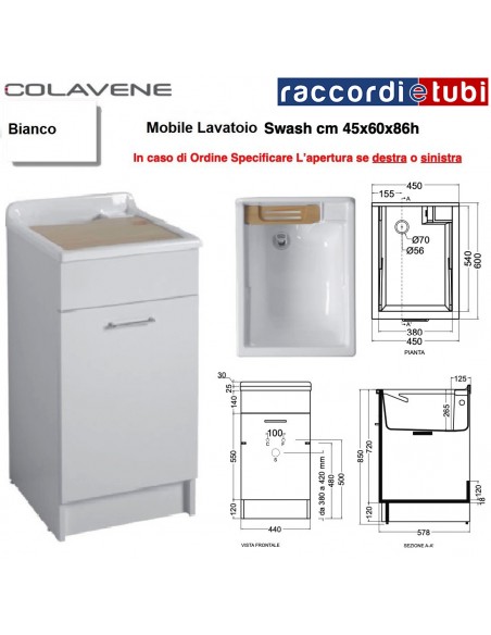 MOBILER WASCHTISCH COLAVENE SWASH WEISS 45X60X86H