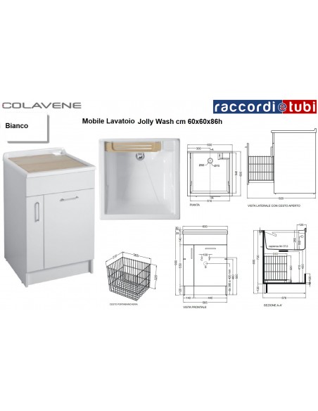 MOBILES WASCHBECKEN COLAVENE WEISS 60X60X86H JOLLYWASH 24010B