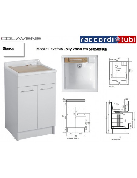 MOBILER WASCHTISCH COLAVENE WEISS 50X50X86H JOLLYWASH 24140B