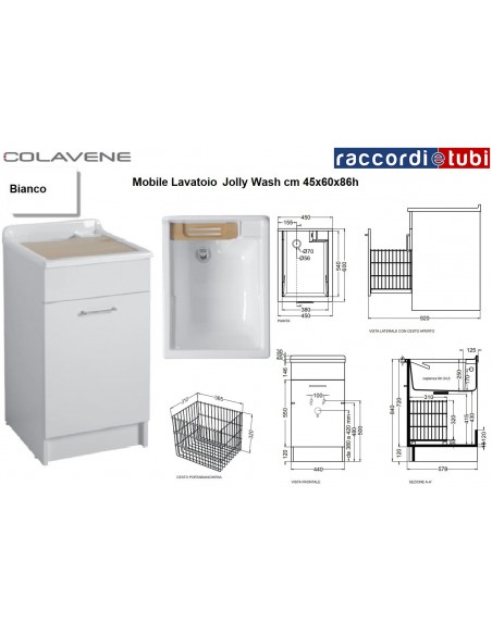 MOBILES WASCHBECKEN COLAVENE WEISS 45X60X86H JOLLYWASH 24020B
