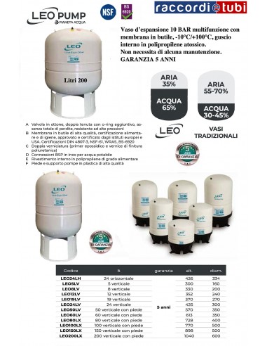 POLMONE LEO VERTICALE LITRI 200