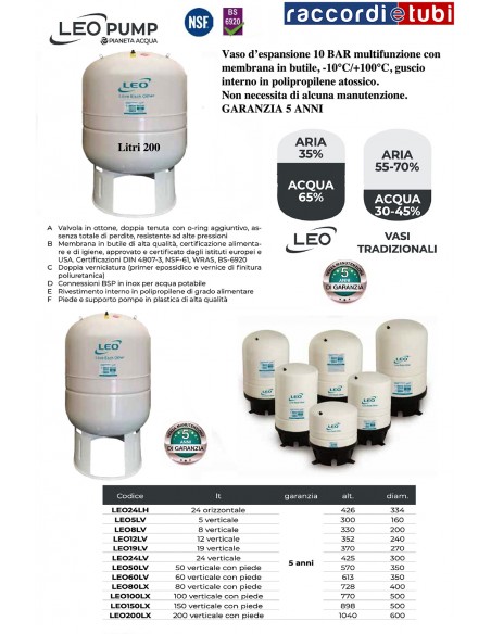 VERTIKALER LEO AUSDEHNUNGSTANK 200 LITER