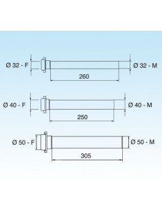 PROLUNGA LIRA PER SIFONE PP DIAMETRO 40X250 2