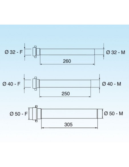 PROLUNGA LIRA PER SIFONE PP DIAMETRO 40X250