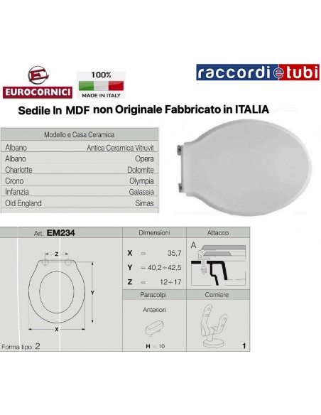 SEDILE PER WC DOLOMITE-GALASSIA-SIMAS