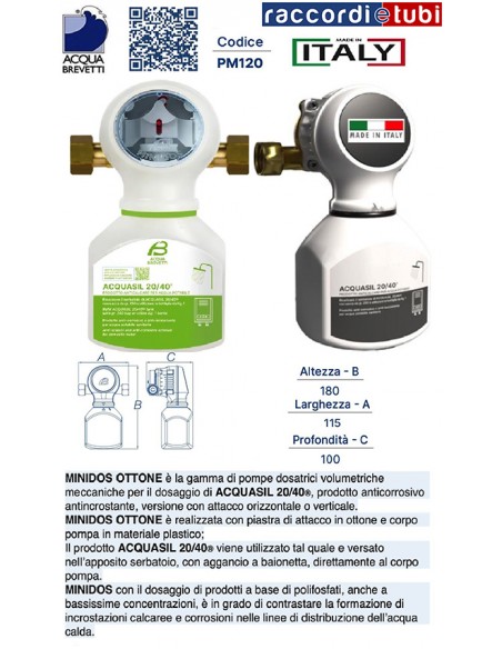 POMPA DOSATRICE POLIFOSFATO PM120 ACQUA BREVETTI