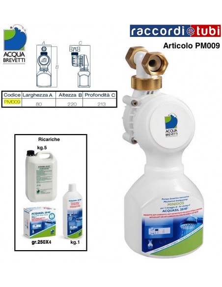 DOSATORE A POLIFOSFATO LIQUIDO MINIDOS DIMA PM109 ACQUA BREVETTI 1/2
