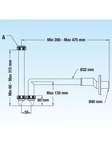 SIFONE LIRA ECCENTRICO LAVABO 1.1/4X32*40 1643.001