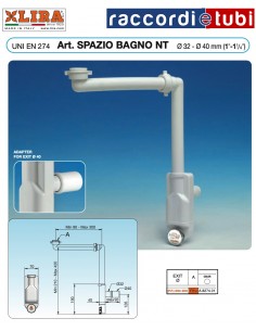 SIFON LIRA SPAZIO BAGNO NT ABFLUSS 32X1.1/4 ABFLUSS 40...