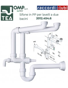 SIFON AUS PP D.11/2''x40mm 2 BECKEN 2 ANSCHLÜSSE FÜR...