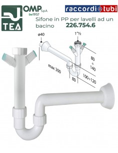 SIFONE IN PP D.11/2''x40mm 1 BACINO