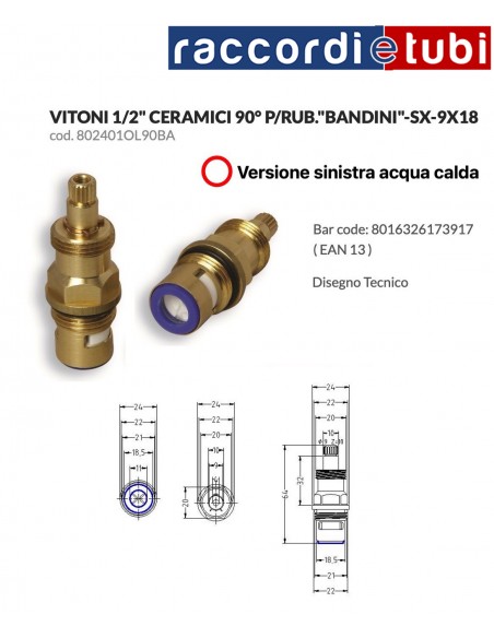 HALBE BANDINI-VERSCHLUSSKUGEL LINKS FÜR HEISSWASSER 802401OL90BA