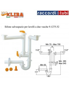 SIFONE SPAZIO NEW 2/35 D.11/2''x40 IN PP DUE VASCHE