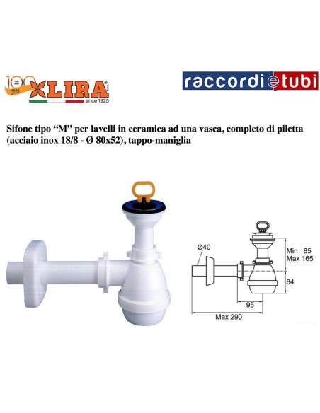 SIFONE LIRA PER UNA VASCA ART.1311.011 CON PILETTA 1.1/2X40