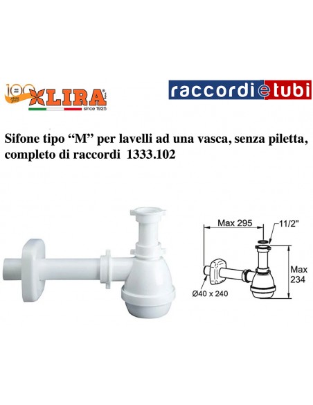 SIFONE LIRA PER UNA VASCA ART.1333.102  1.1/2X40 SENZA PILETTA