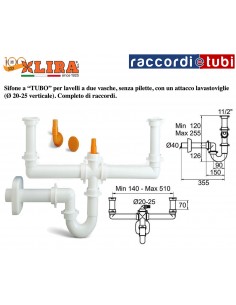 SIFONE LIRA PER DUE VASCHE ART.4233.193 SENZA PILETTE...