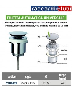 PILETTA  AUTOMATICA CROMATA  LAVABO-BIDET 11/4''x63mm