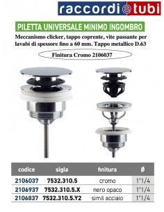 PILETTA  AUTOMATICA  CROMATA LAVABO-BIDET 11/4''x63mm