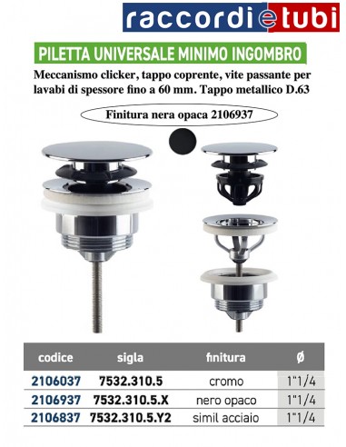 PILETTA  AUTOMATICA NERO OPACO LAVABO-BIDET...