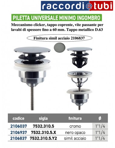 PILETTA  AUTOMATICA  SIMIL ACCIAIO LAVABO-BIDET...