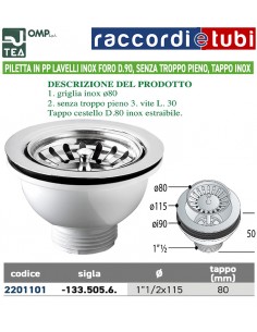 PP-SIEB FÜR EDELSTAHLSPÜLEN LOCH DURCHMESSER 90mm...