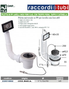 PILETTA IN PP LAVELLI INOX FORO DIAMETRO...