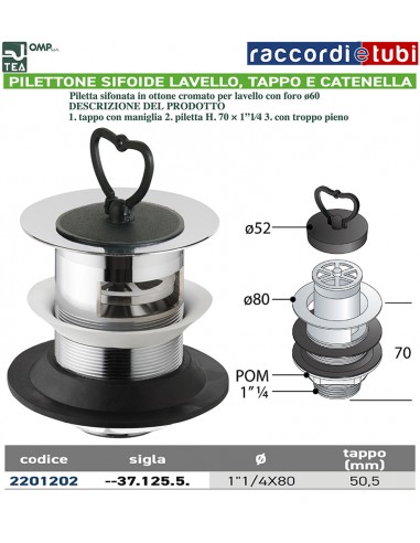 PILETTONE SIFOIDE LAVELLO D.11/4''x80mm IN...
