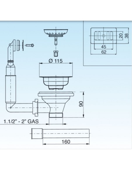 PILETTA LIRA DA LAVELLO BASKET 3"1/2X1.1/2 CON TROPPO PIENO ART.1745.040