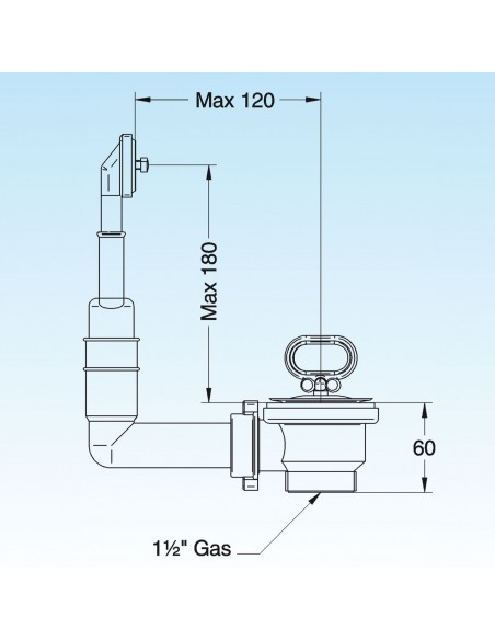 PILETTA LIRA DA LAVELLO  INOX 11/2''x70 CON TROPPOPIENO ART.1711.008