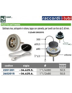 MESSING/EDSTAHLSIEB FÜR SPÜLE 1.1/2X80 ART.34.625.6