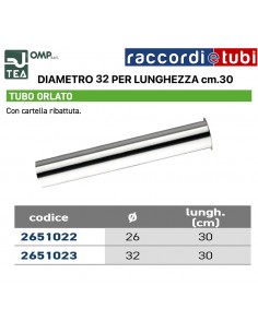 TUBO ORLATO mm.32X300 IN OTTONE CROMATO