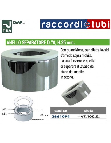 ANELLO SEPARATORE IN OTTONE CROMATO h.25mm CON...