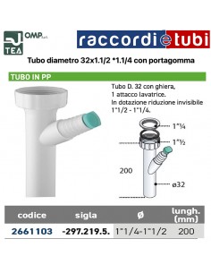 TUBO IN PP 11/2''x32 CON 1 PORTAGOMMA E GHIERA DI...
