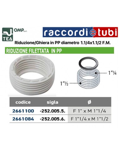 RIDUZIONE/GHIERA IN PP DIAMETRO F.11/4''x1.1/2M.