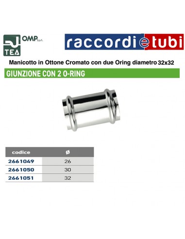 MANICOTTO IN OTTONE CROMATO 32X32mm CON ORING