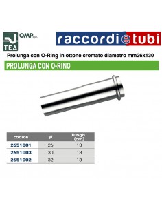PROLUNGA IN OTTONE CROMATO 26X130mm CON ORING