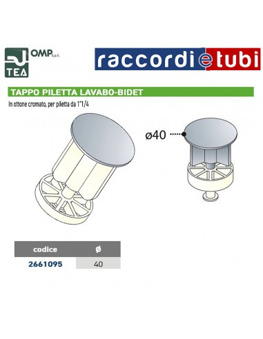 TAPPO PILETTA LAVABO*BIDET  DIAMETRO 40mm IN...