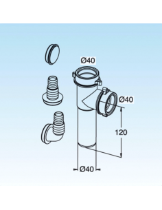 RACCORDO LIRA 2 VIE CON PORTAGOMMA LAVATRICE ART.8.2404.03 2