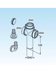 RACCORDO LIRA 3 VIE CON PORTAGOMMA LAVATRICE ART.8.2408.03 2
