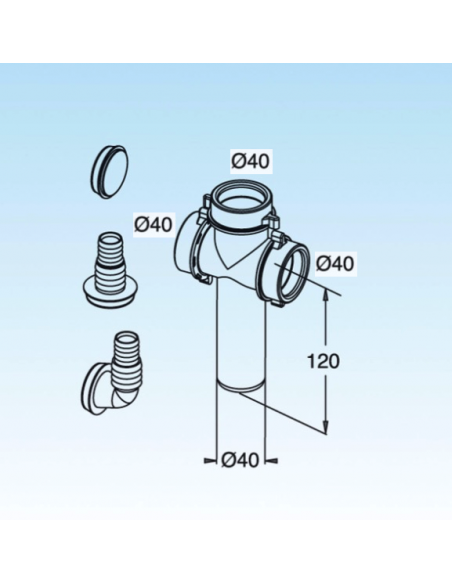 RACCORDO LIRA 3 VIE CON PORTAGOMMA LAVATRICE ART.8.2408.03