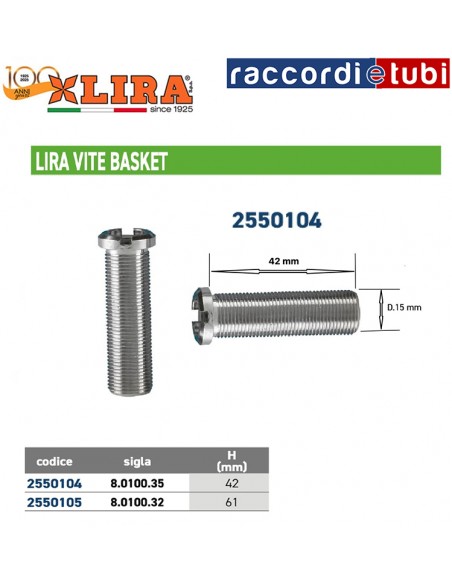 VITE TAGLIO MONETA  ALTEZZA mm.42 DIAMETRO FILETTO mm.15