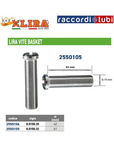 VITE TAGLIO MONETA  ALTEZZA mm.61 DIAMETRO...