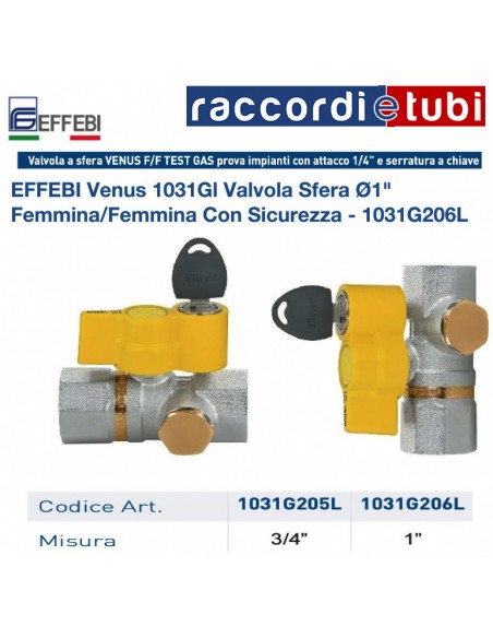 Kugelhahn Ø3/4" Innengewinde/Innengewinde mit Sicherheit - 1031G205L EFFEBI