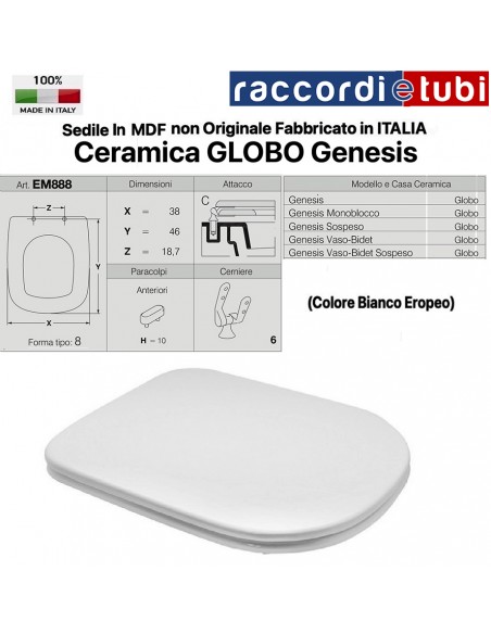 SEDILE PER WC GLOBO GENESIS BIANCO EM888