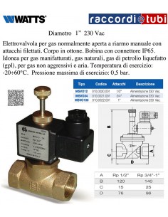 ELETTROVALVOLA GAS IN OTTONE METANO/GPL D.1"