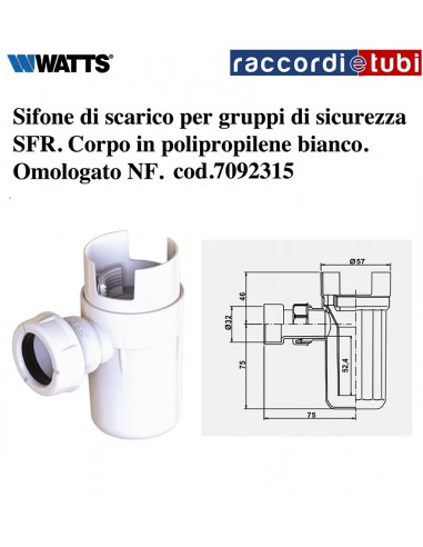SIFONE DI SCARICO PER GRUPPO DI SICUREZZA  WATTS