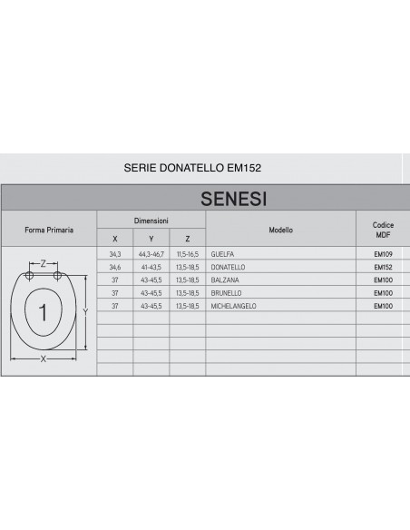 WC-SITZ SEDILE PER WC SENESI DONATELLO und AZZURRA GIOVE EM152