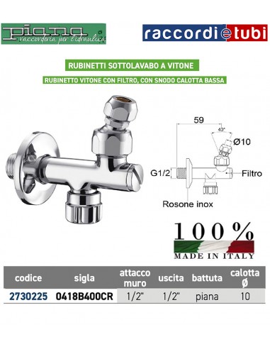 RUBINETTO SOTTOLAVABO A VITONE 1/2X10 CON...